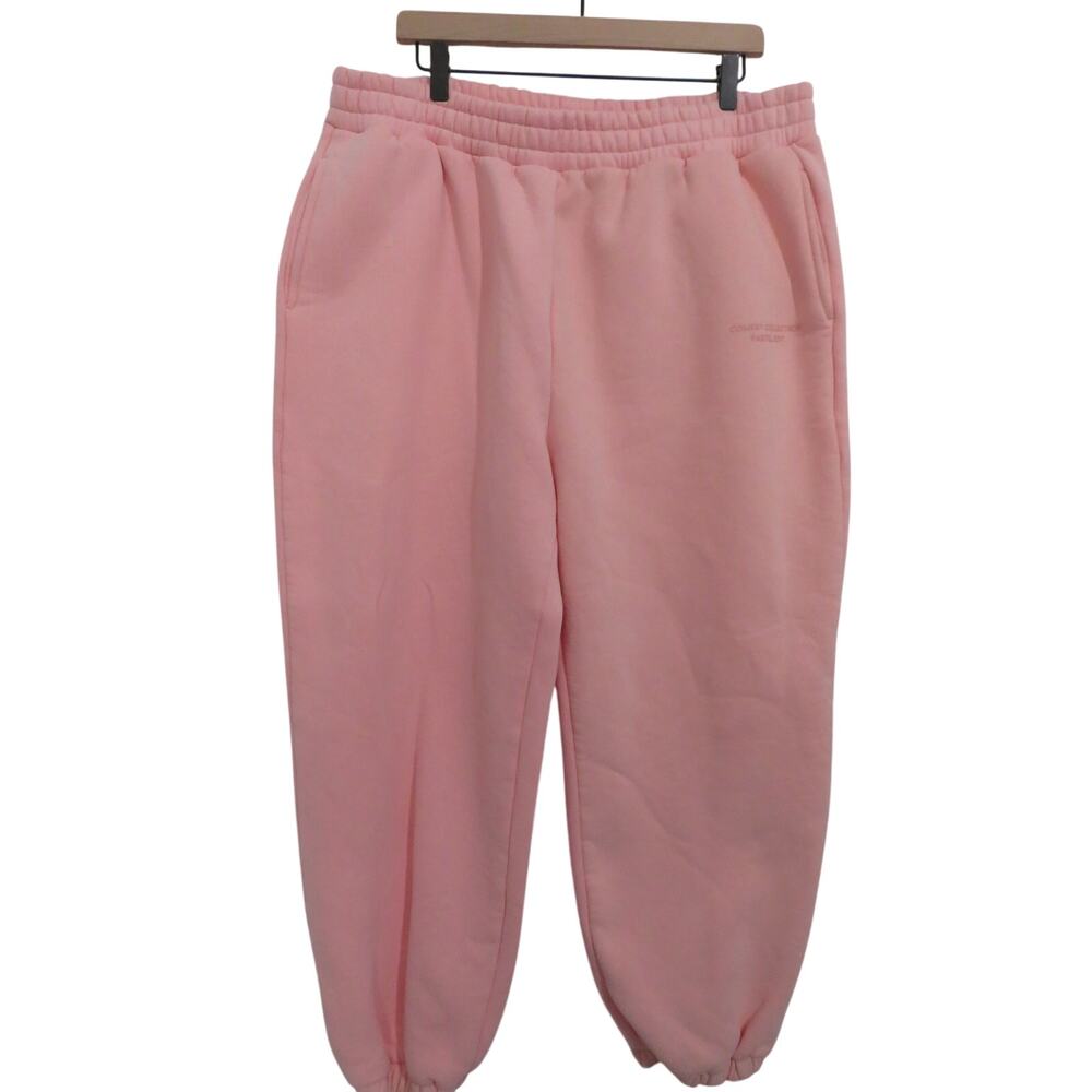 Comfrt Women Sz 2XL Pastel Edit Pink Fleece High Rise Jogger Sweatpant Soft Girl